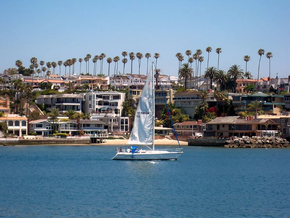 Newport Harbor from Balboa Island in Newport Beach, California